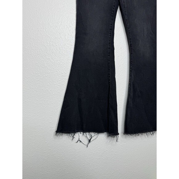 Forever 21 Flared Leg Jeans Womens 30 Black Wide Leg Denim Bell Bottoms Raw Hem - Picture 5 of 16
